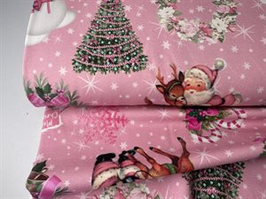 Bomuldsjersey - skøn lyserød jul